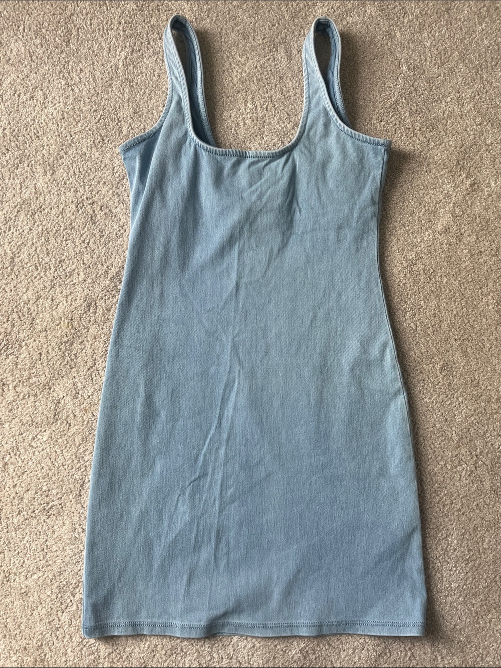 Good American Light Wash Denim Mini Tank Dress